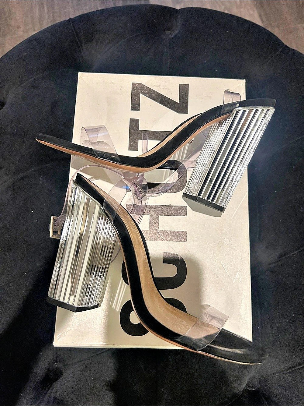 Schutz Ariella Block Heel Sandal Clear Strap Block Heel Sandals US 8.5